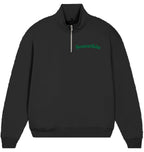  Streetwear Hip-Hop half zib Hoodie 90s Future vibes Black Front