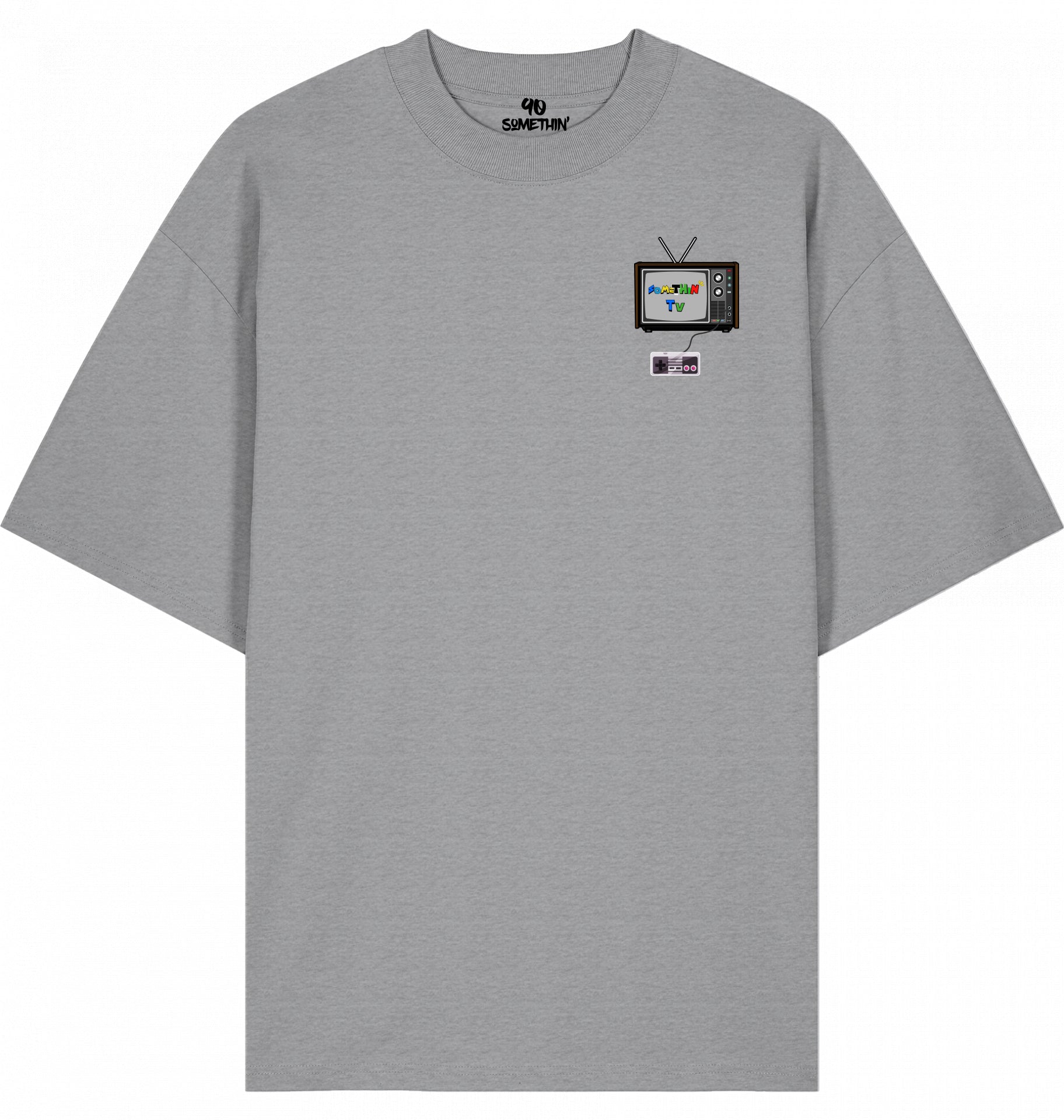  Streetwear Hip-Hop T-Shirt 90s Somethin' TV grey Front