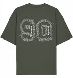 Streetwear Hip-Hop T-Shirt Concrete 90 Navy Blue, Khaki Logo Back