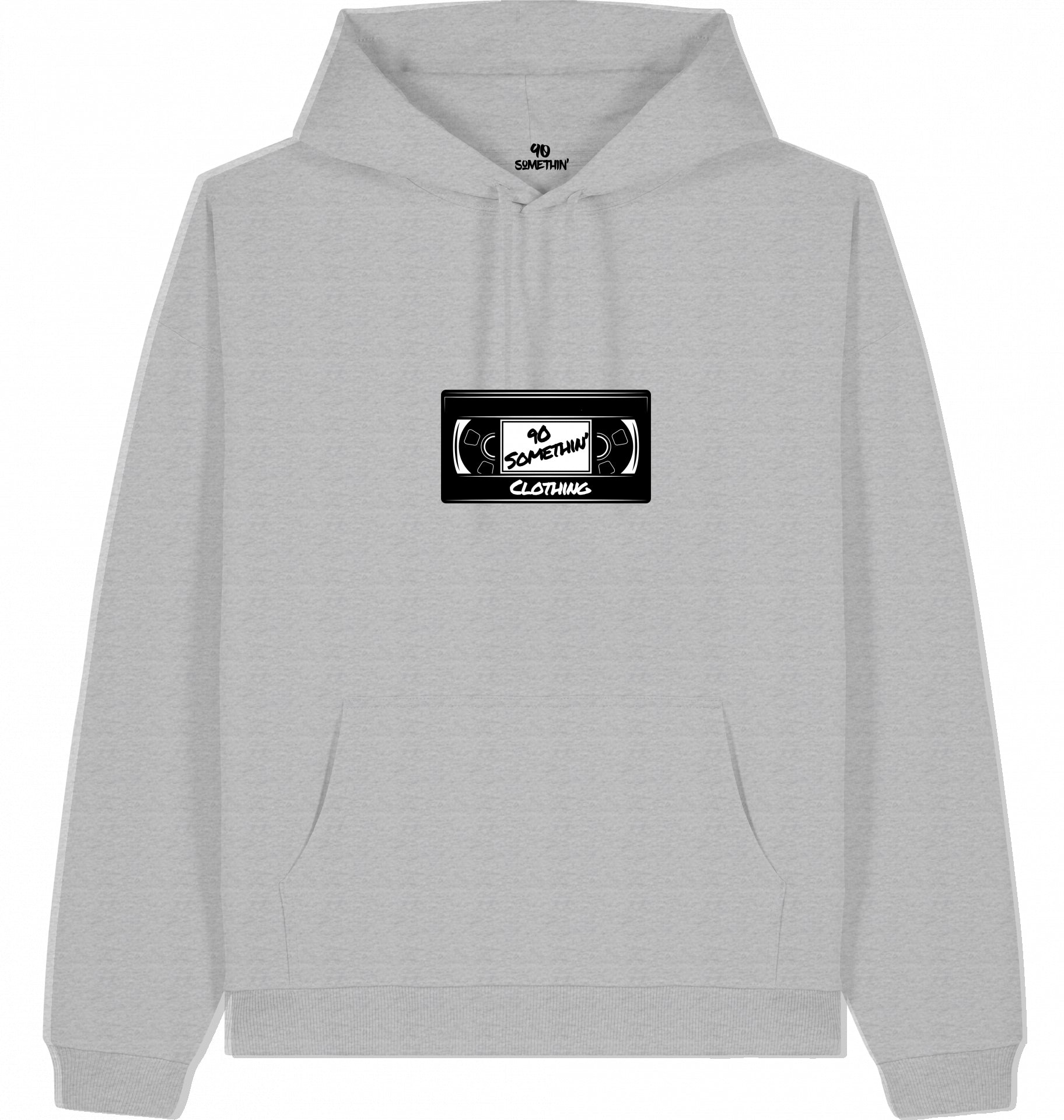 Streetwear Hip-Hop Hoodie  90s Kassette Grey Front
