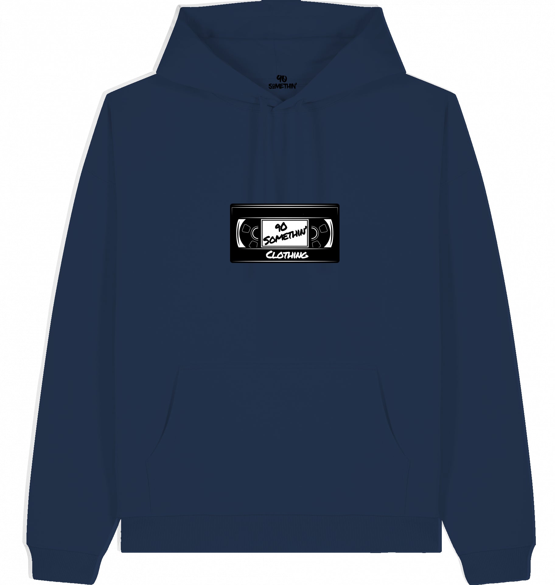 Streetwear Hip-Hop Hoodie  90s Kassette Navy Blue Front
