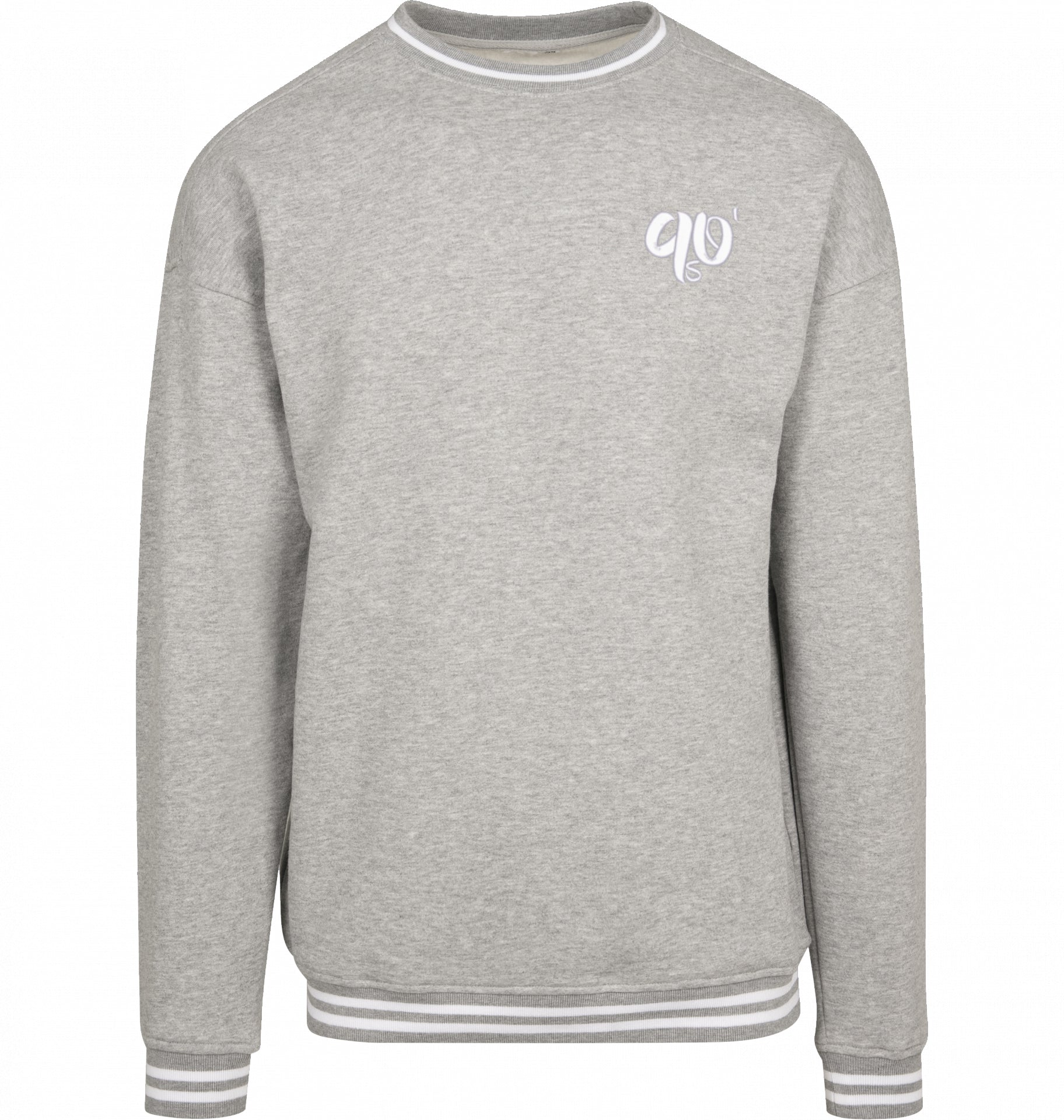 Streetwear Hip Hop Varsity Crew Sweater grey front
