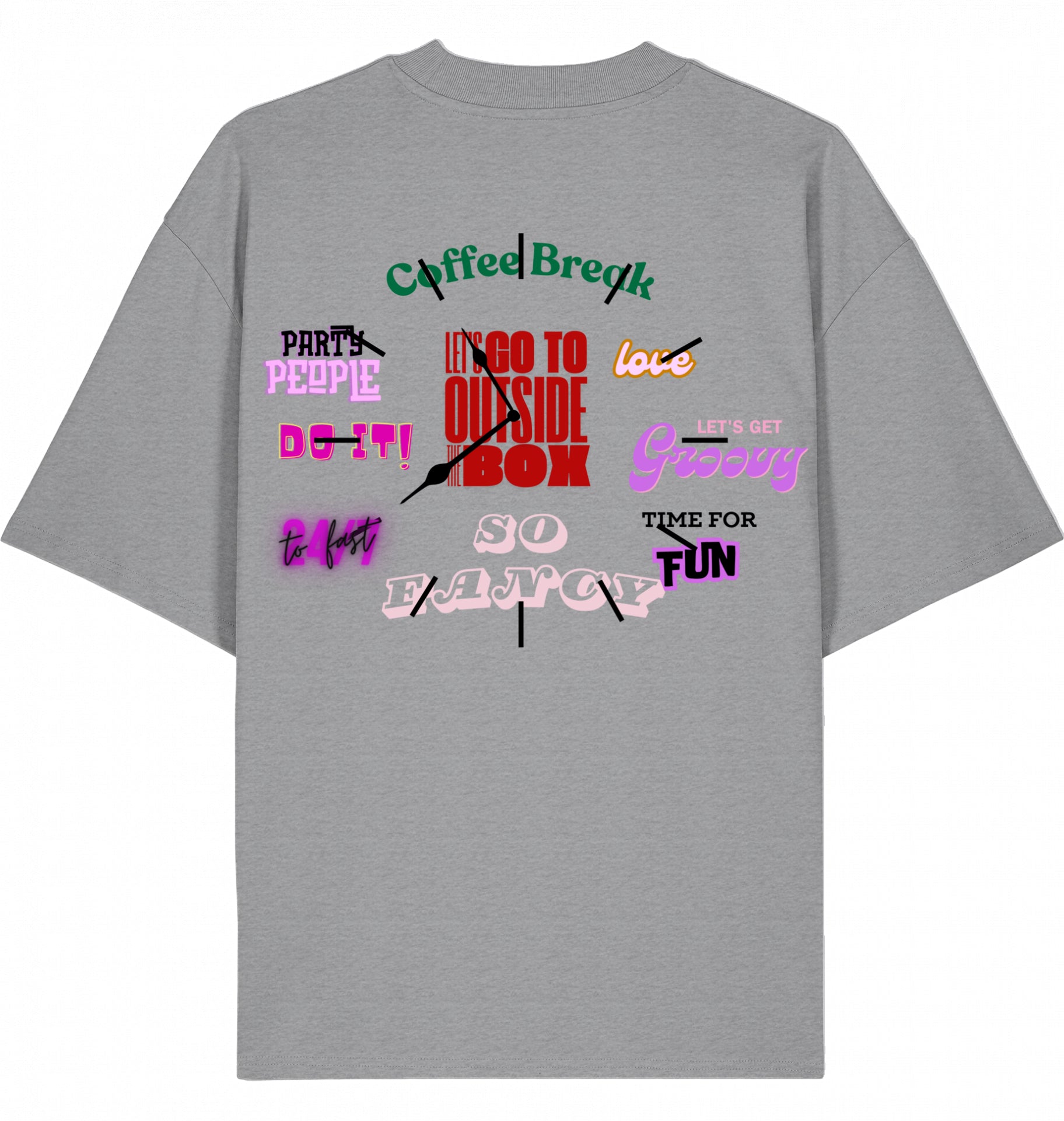  Streetwear Hip-Hop T-Shirt 90s Clock Magazin Grey Back