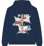 Streetwear Hip-Hop Hoodie Brickwall Hustle Navy Blue , Gold Somethin , Back