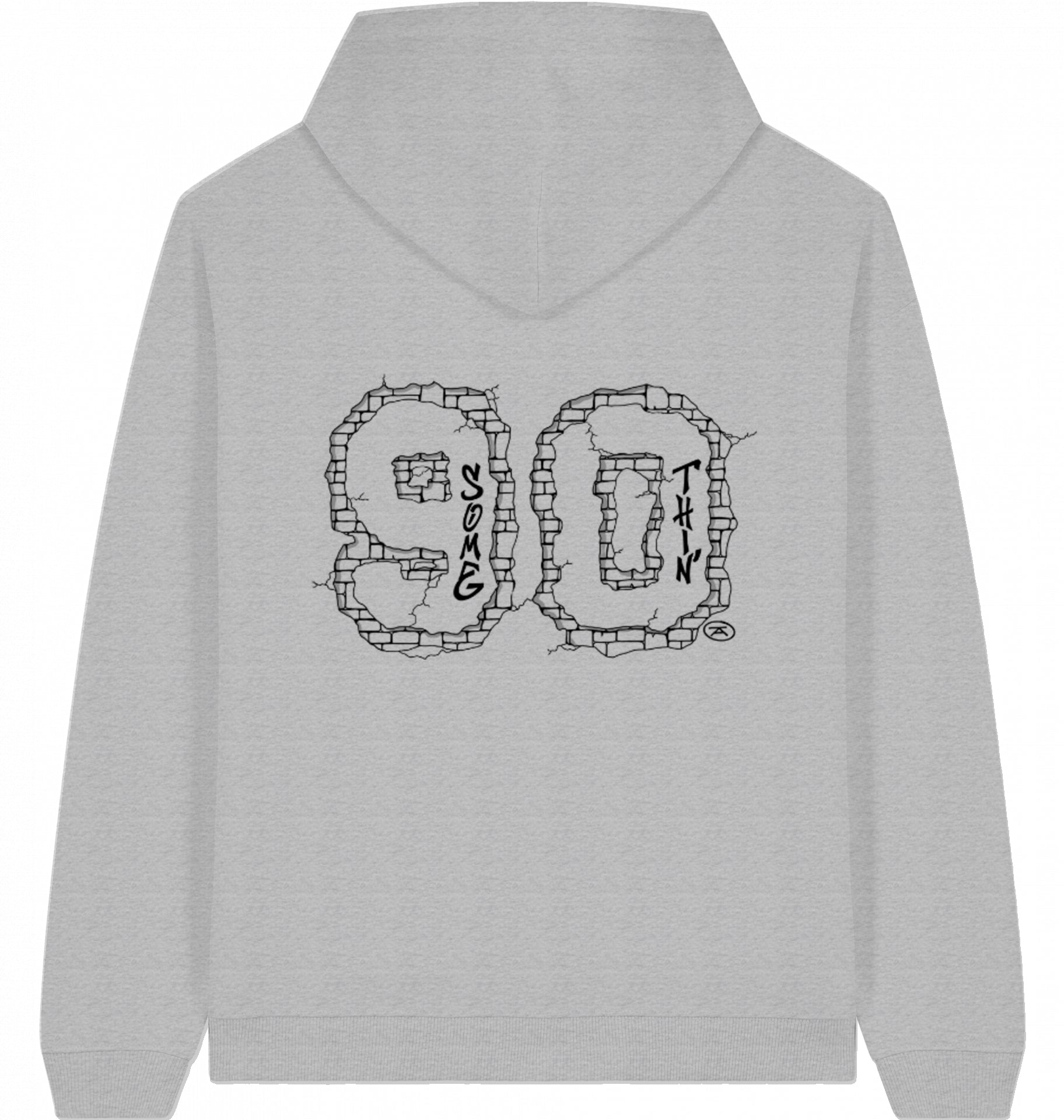Streetwear Hip-Hop Hoodie Concrete 90 Grey , Black  Logo  Back