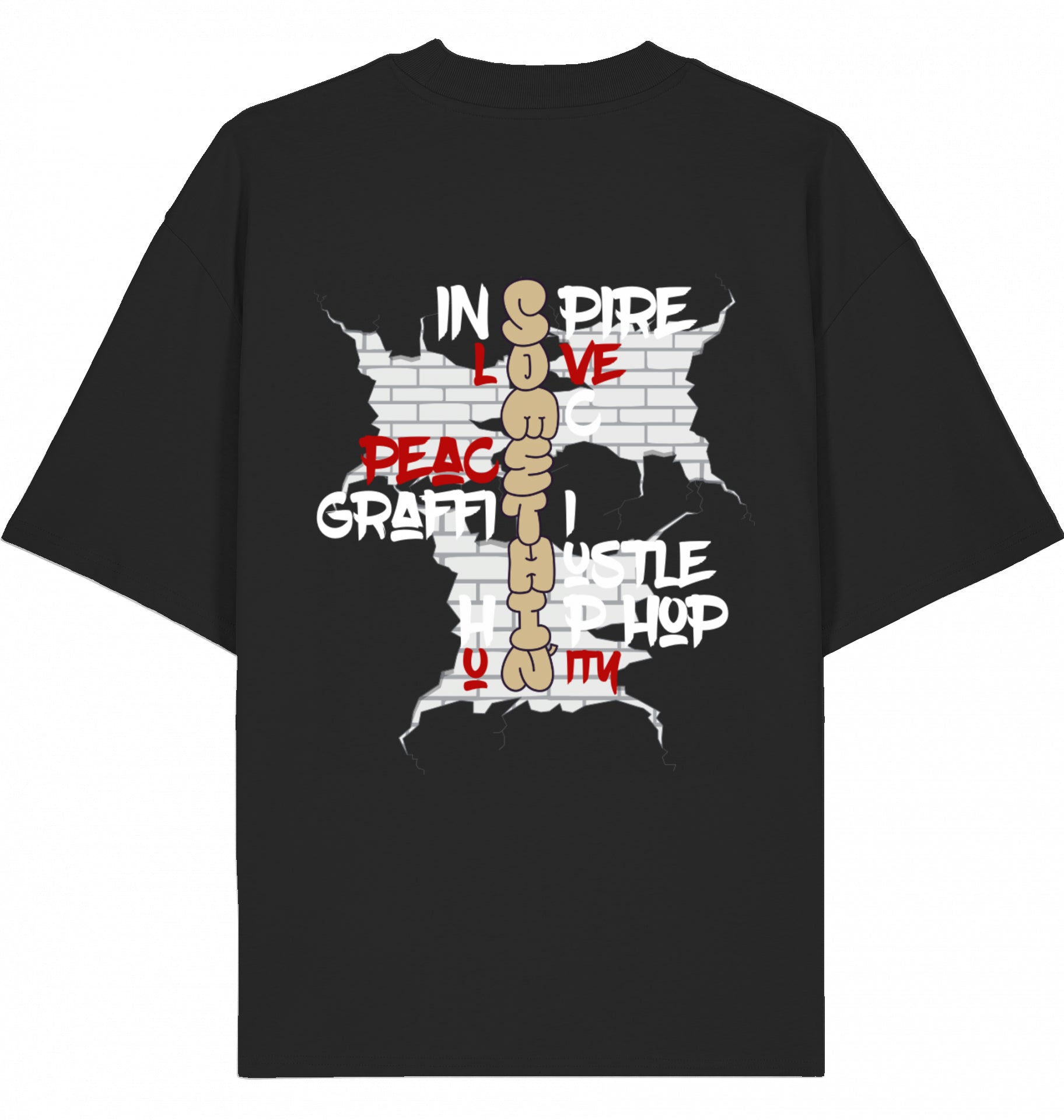 Streetwear Hip-Hop T-Shirt Brickwall Hustle black,gold back