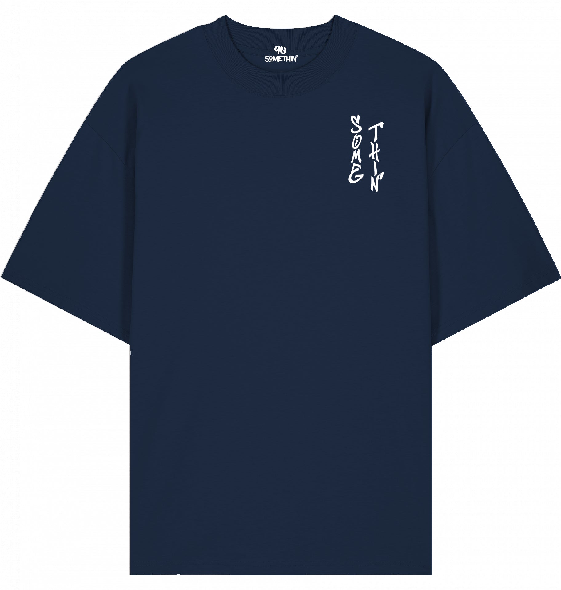 Streetwear Hip-Hop T-Shirt Concrete 90 Navy Blue, Navy Blue Logo  Font