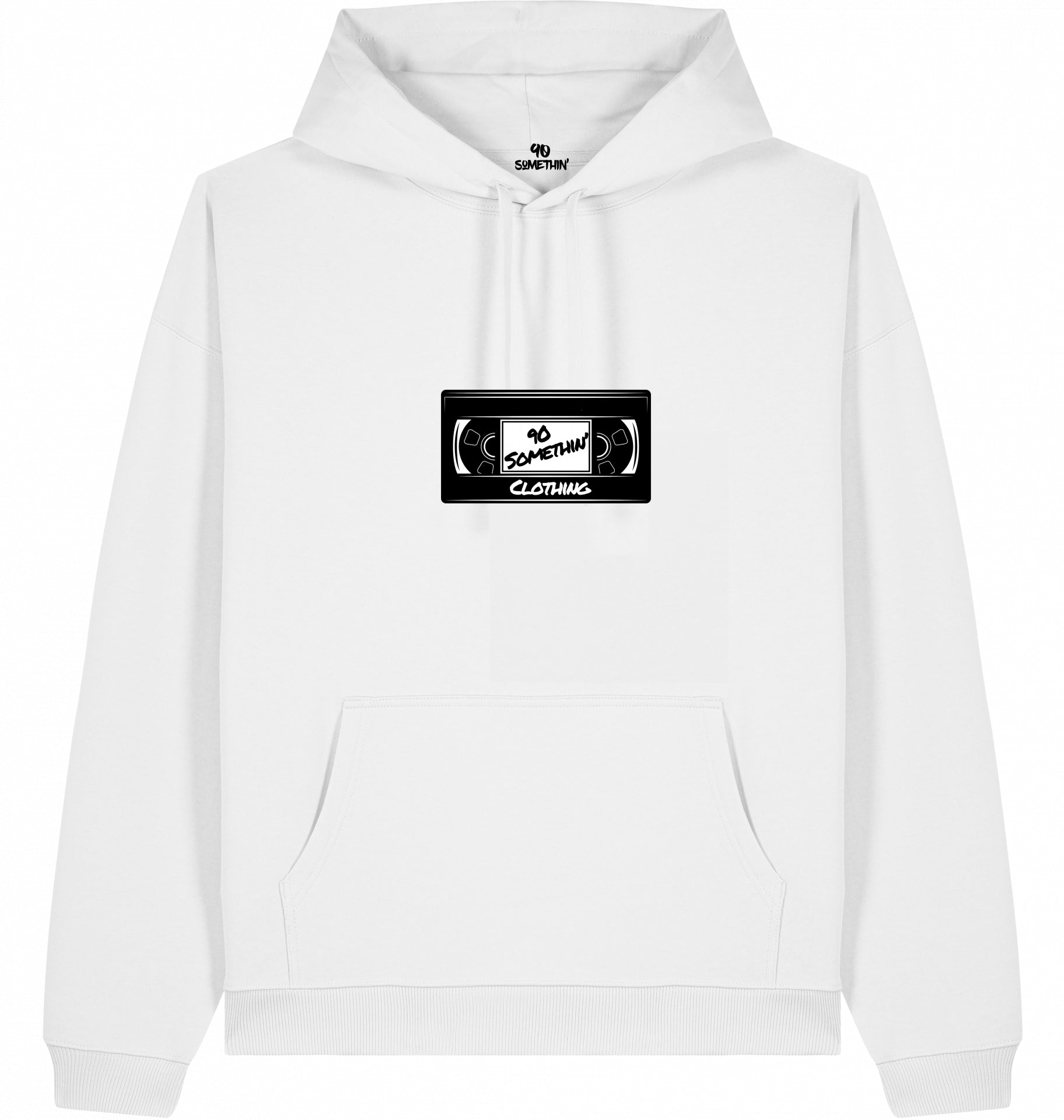 Streetwear Hip-Hop Hoodie  90s Kassette White Front