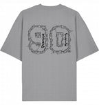 Streetwear Hip-Hop T-Shirt Concrete 90 Grey Back