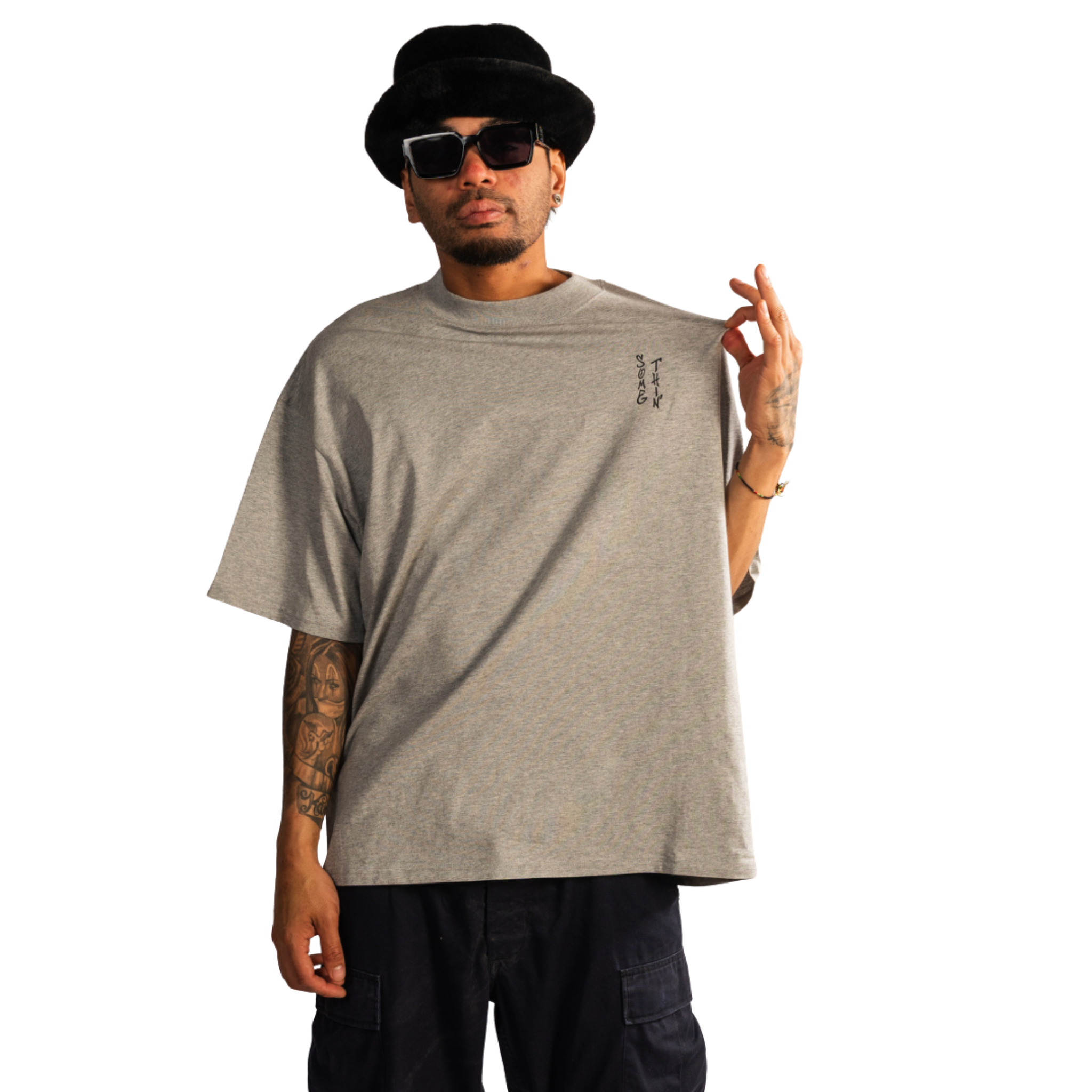 Streetwear Hip Hop T-Shirt Concrete 90 grey Front