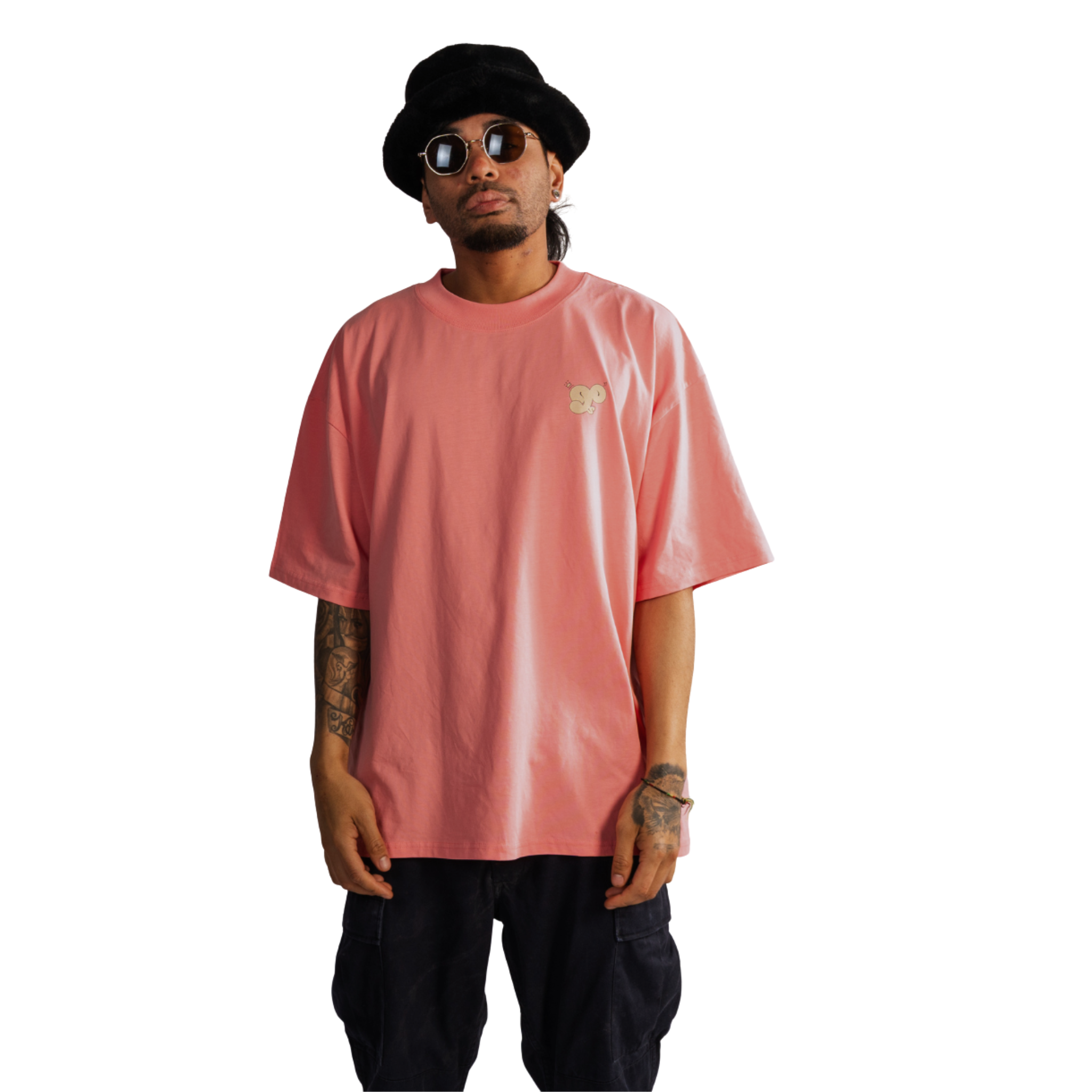 Streetwear Hip Hop T-Shirt Brickwall Hustle Pink  Front