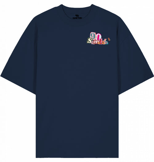  Streetwear Hip-Hop T-Shirt 90s Clock Magazin Navy Blue  Front