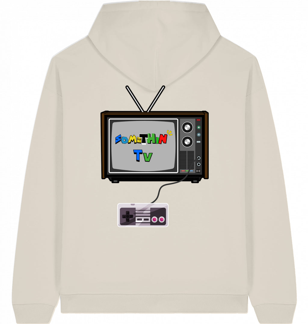 Streetwear Hip-Hop Hoodie Somethin` TV Cream Back