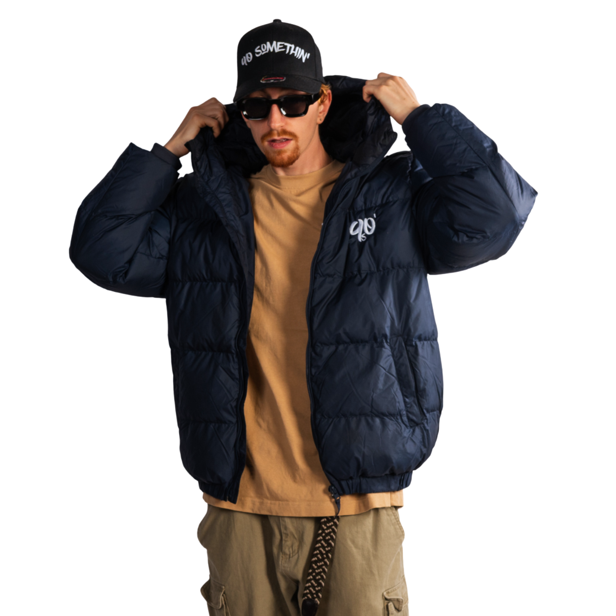 Streetwear Hip Hop Arctic Puffer Jacket Winter Jacke Navy Blue Front